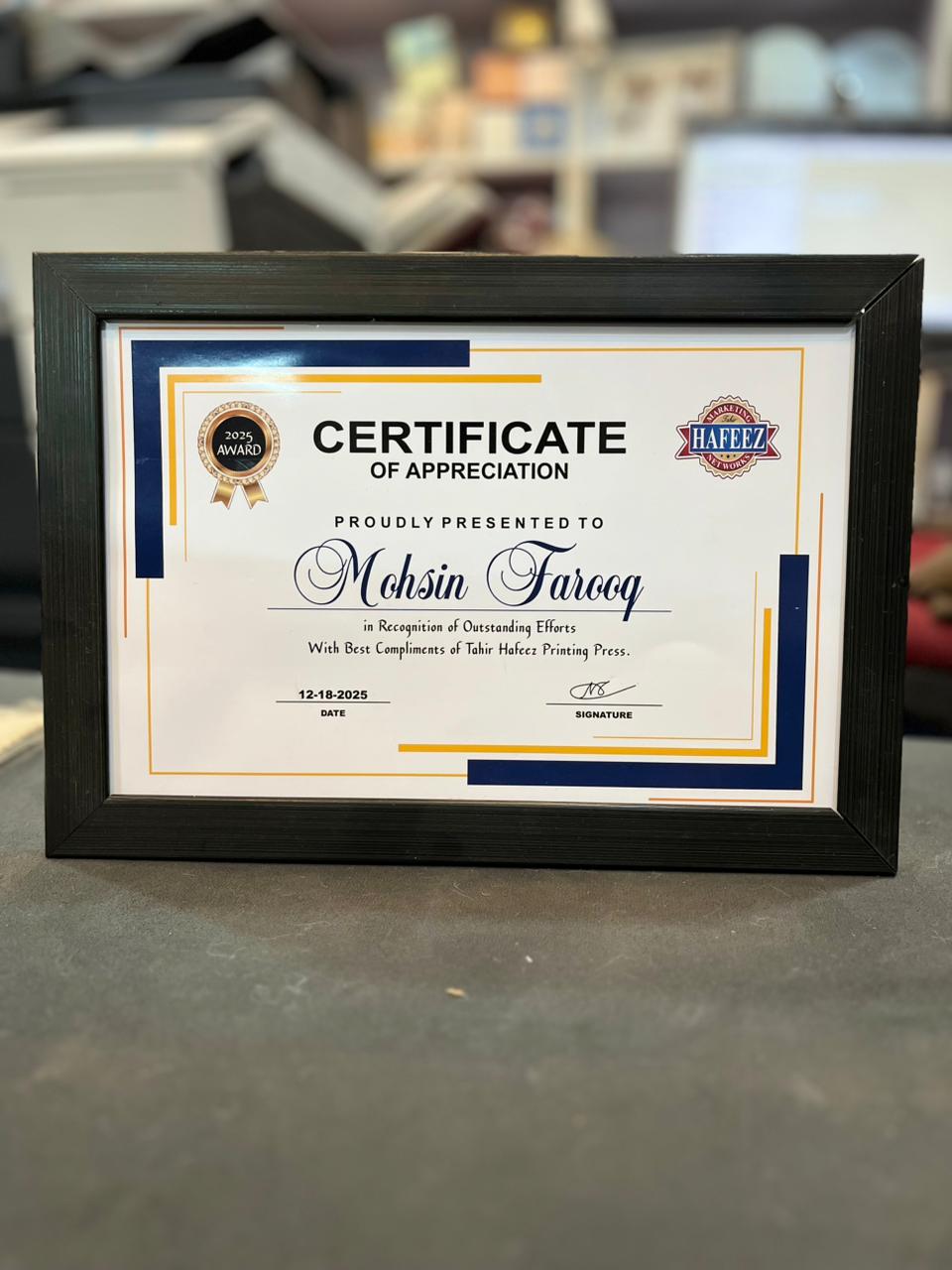 customized achievement certificate frame